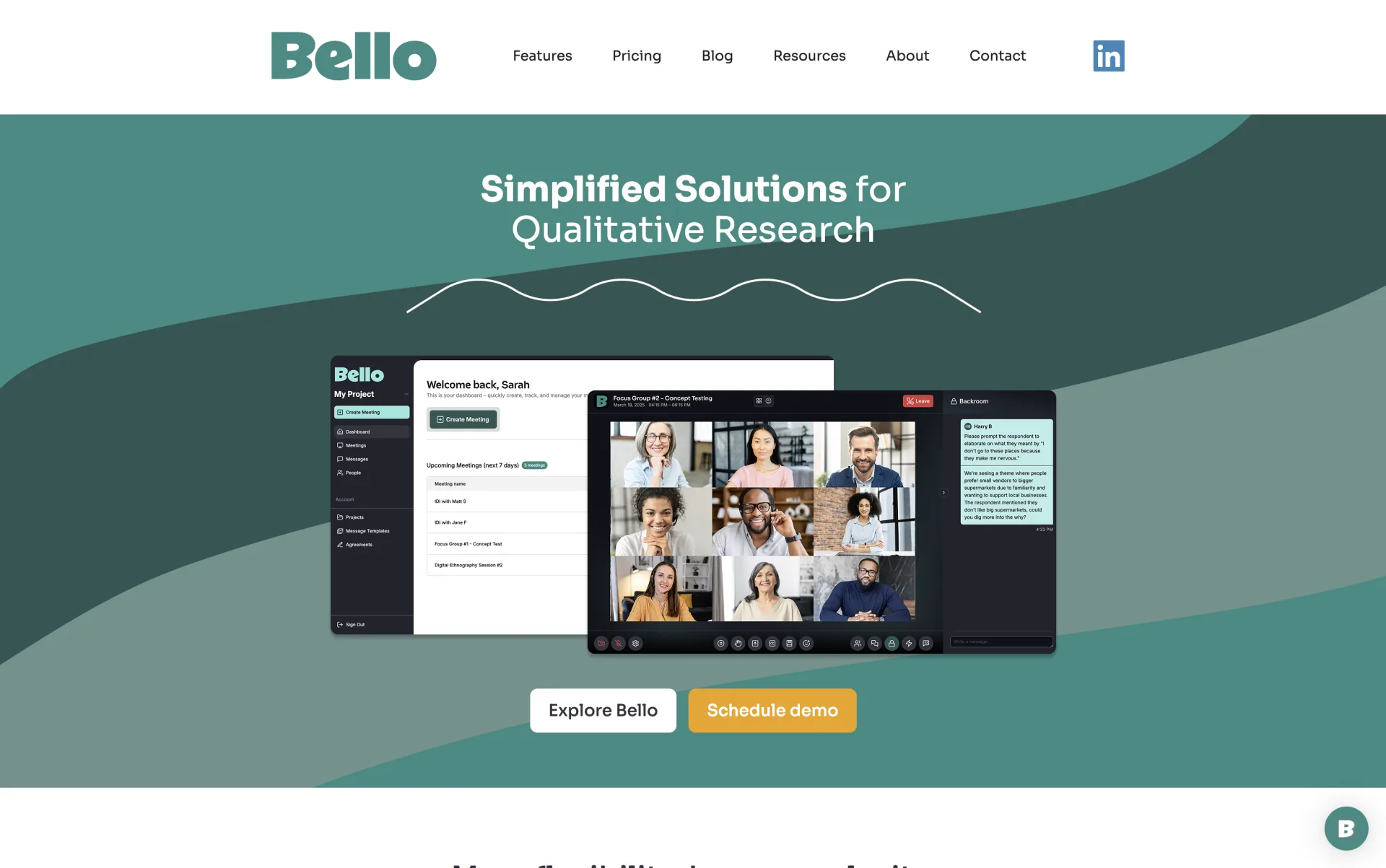 Bello website on desktop