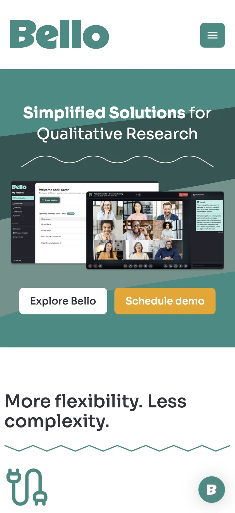 Bello website on mobile